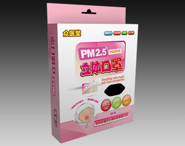 PM2.5防雾霾呼吸阀立体口罩印花型3只装
